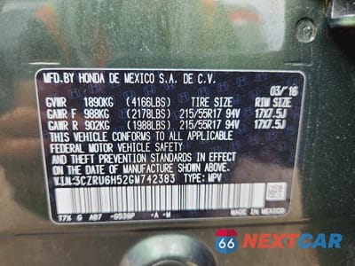 Zdjęcie 13 z 13 samochodu: 2016 HONDA HR-V EX VIN:3CZRU6H52GM742383 - miniatura