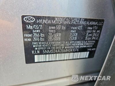 Zdjęcie 13 z 13 samochodu: 2021 HYUNDAI SANTA FE SEL VIN:5NMS24AJ5MH341076 - miniatura