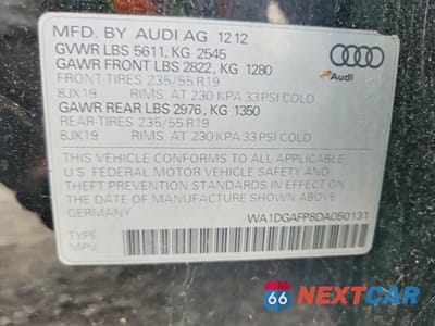 Zdjęcie 12 z 12 samochodu: 2013 AUDI Q5 PREMIUM PLUS VIN:WA1DGAFP8DA050131 - miniatura