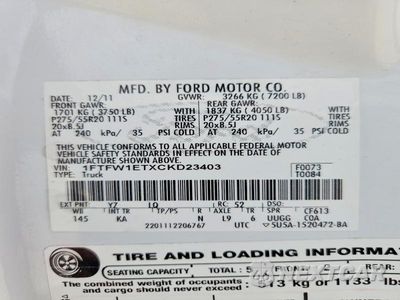 Zdjęcie 12 z 12 samochodu: 2012 FORD F150 SUPERCREW VIN:1FTFW1ETXCKD23403 - miniatura