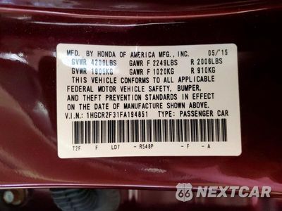 Zdjęcie 13 z 13 samochodu: 2015 HONDA ACCORD LX VIN:1HGCR2F31FA194851 - miniatura