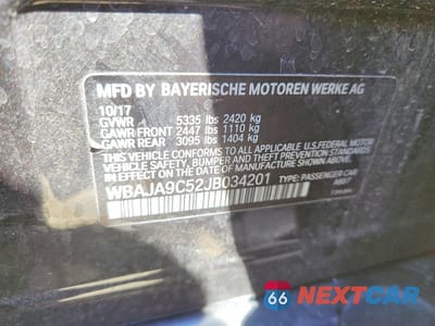 Zdjęcie 13 z 13 samochodu: 2018 BMW 530E VIN:WBAJA9C52JB034201 - miniatura