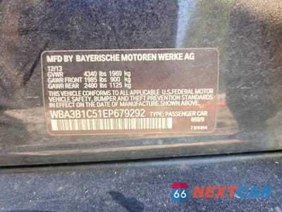 Zdjęcie 12 z 12 samochodu: 2014 BMW 320 I VIN:WBA3B1C51EP679292 - miniatura