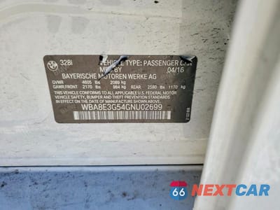 Zdjęcie 12 z 12 samochodu: 2016 BMW 328 XI SULEV VIN:WBA8E3G54GNU02699 - miniatura