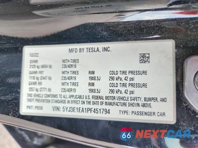 Zdjęcie 12 z 12 samochodu: 2023 TESLA MODEL 3 VIN:5YJ3E1EA1PF451794 - miniatura