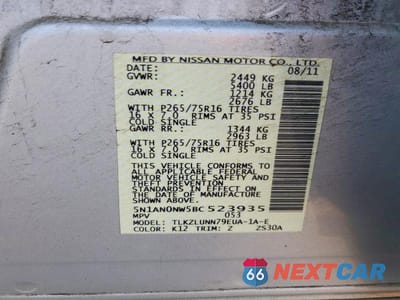 Zdjęcie 13 z 13 samochodu: 2011 NISSAN XTERRA X VIN:5N1AN0NW5BC523935 - miniatura