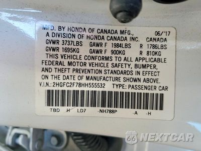 Zdjęcie 13 z 13 samochodu: 2017 HONDA CIVIC EX VIN:2HGFC2F78HH555532 - miniatura