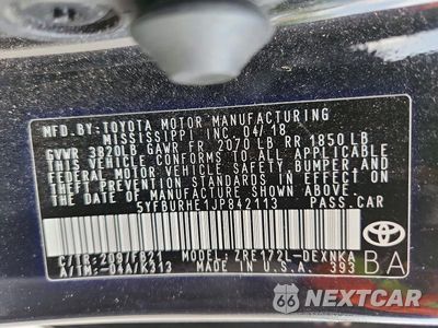 Zdjęcie 12 z 12 samochodu: 2018 TOYOTA COROLLA LE VIN:5YFBURHE1JP842113 - miniatura
