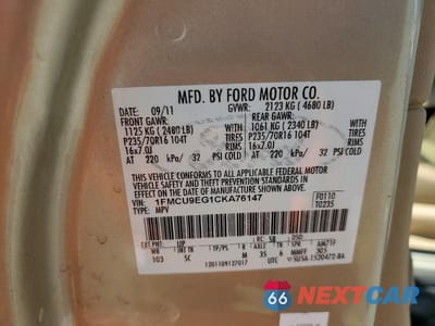Zdjęcie 13 z 13 samochodu: 2012 FORD ESCAPE LIMITED VIN:1FMCU9EG1CKA76147 - miniatura