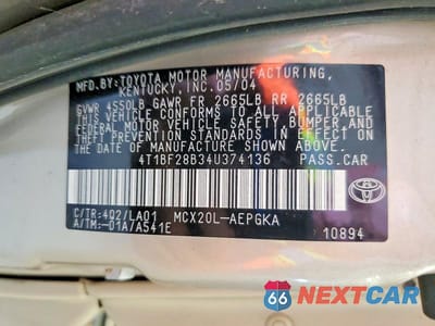 Zdjęcie 12 z 12 samochodu: 2004 TOYOTA AVALON XLS VIN:4T1BF28B34U374136 - miniatura