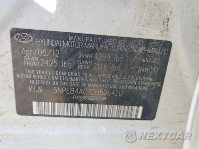 Zdjęcie 12 z 12 samochodu: 2013 HYUNDAI SONATA GLS VIN:5NPEB4AC7DH506420 - miniatura