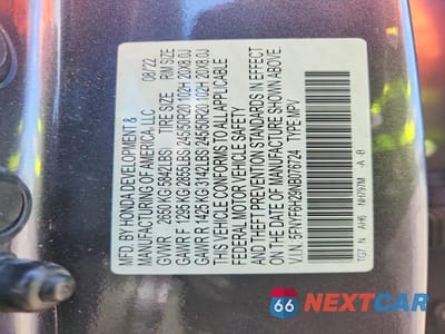 Zdjęcie 13 z 13 samochodu: 2022 HONDA PILOT SE VIN:5FNYF6H29NB076724 - miniatura