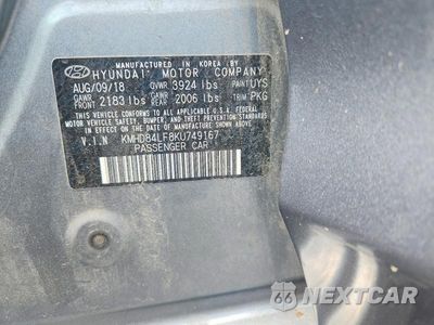 Zdjęcie 12 z 12 samochodu: 2019 HYUNDAI ELANTRA SEL VIN:KMHD84LF8KU749167 - miniatura
