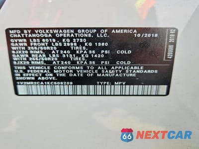 Zdjęcie 13 z 13 samochodu: 2019 VOLKSWAGEN ATLAS SEL VIN:1V2MR2CA1KC508209 - miniatura