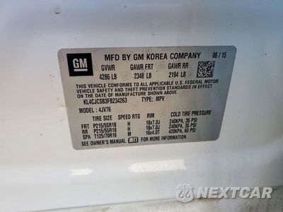Zdjęcie 12 z 12 samochodu: 2015 BUICK ENCORE VIN:KL4CJCSB3FB234263 - miniatura
