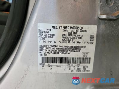 Zdjęcie 12 z 12 samochodu: 2014 FORD EDGE SEL VIN:2FMDK4JC2EBB84516 - miniatura
