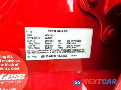 Zdjęcie 14 z 14 samochodu: 2022 TESLA MODEL Y VIN:7SAYGDEE7NF354099 - miniatura