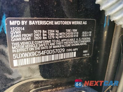 Zdjęcie 13 z 13 samochodu: 2015 BMW X3 XDRIVE28I VIN:5UXWX9C54F0D57029 - miniatura