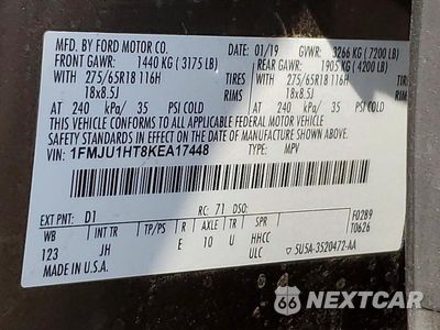 Zdjęcie 14 z 14 samochodu: 2019 FORD EXPEDITION XLT VIN:1FMJU1HT8KEA17448 - miniatura