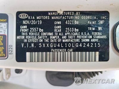 Zdjęcie 12 z 12 samochodu: 2020 KIA OPTIMA EX VIN:5XXGU4L10LG424215 - miniatura
