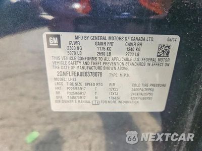Zdjęcie 13 z 13 samochodu: 2014 CHEVROLET EQUINOX LT VIN:2GNFLFEK0E6378078 - miniatura