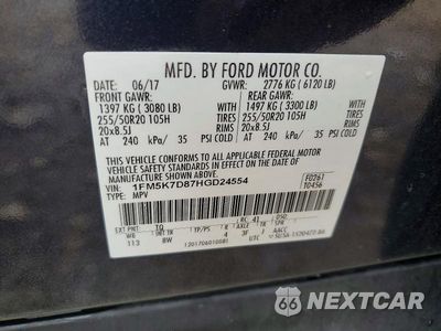 Zdjęcie 13 z 13 samochodu: 2017 FORD EXPLORER XLT VIN:1FM5K7D87HGD24554 - miniatura