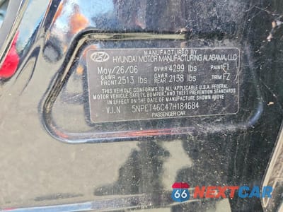 Zdjęcie 12 z 12 samochodu: 2007 HYUNDAI SONATA GLS VIN:5NPET46C47H184684 - miniatura