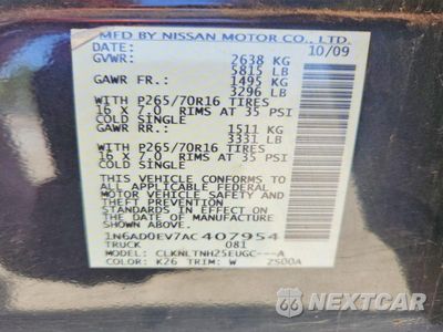Zdjęcie 13 z 13 samochodu: 2010 NISSAN FRONTIER SE V6 VIN:1N6AD0EV7AC407954 - miniatura