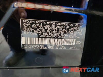 Zdjęcie 12 z 12 samochodu: 2007 LEXUS ES 350 VIN:JTHBJ46G572100965 - miniatura