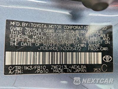 Zdjęcie 12 z 12 samochodu: 2022 TOYOTA COROLLA LE VIN:JTDEAMDE1N3005472 - miniatura