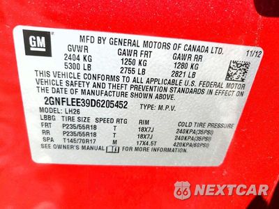 Zdjęcie 13 z 13 samochodu: 2013 CHEVROLET EQUINOX LT VIN:2GNFLEE39D6205452 - miniatura