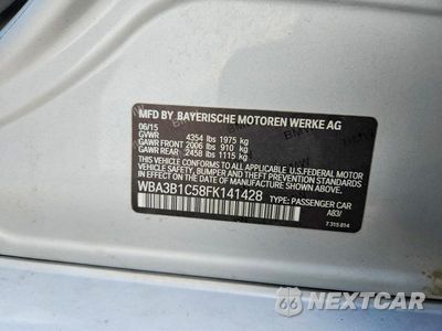 Zdjęcie 12 z 12 samochodu: 2015 BMW 320 I VIN:WBA3B1C58FK141428 - miniatura