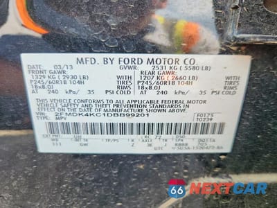 Zdjęcie 13 z 13 samochodu: 2013 FORD EDGE LIMITED VIN:2FMDK4KC1DBB99201 - miniatura