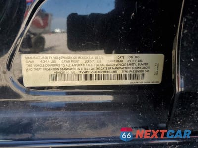 Zdjęcie 12 z 12 samochodu: 2006 VOLKSWAGEN JETTA VALUE VIN:3VWPF71KX6M846385 - miniatura