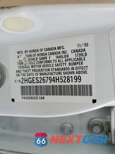 Zdjęcie 12 z 12 samochodu: 2004 HONDA CIVIC EX VIN:2HGES26794H528199 - miniatura