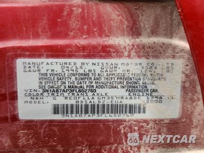 Zdjęcie 12 z 12 samochodu: 2015 NISSAN SENTRA SV VIN:3N1AB7AP3FL652760 - miniatura