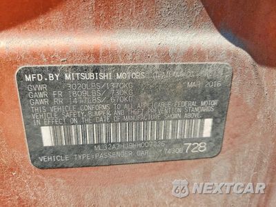 Zdjęcie 12 z 12 samochodu: 2017 MITSUBISHI MIRAGE ES VIN:ML32A3HJ9HH007226 - miniatura