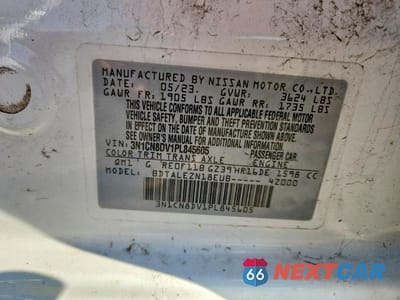 Zdjęcie 13 z 13 samochodu: 2023 NISSAN VERSA S VIN:3N1CN8DV1PL845605 - miniatura