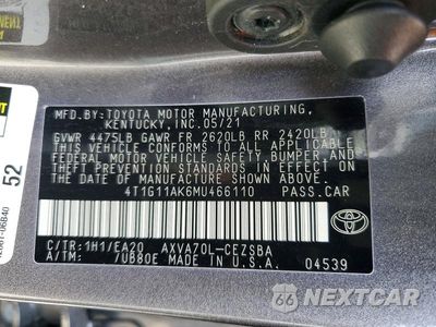 Zdjęcie 12 z 12 samochodu: 2021 TOYOTA CAMRY SE VIN:4T1G11AK6MU466110 - miniatura