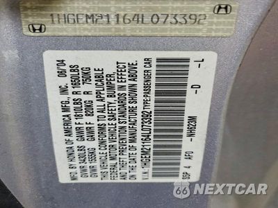 Zdjęcie 13 z 13 samochodu: 2004 HONDA CIVIC DX VP VIN:1HGEM21164L073392 - miniatura