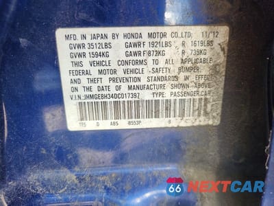 Zdjęcie 12 z 12 samochodu: 2013 HONDA FIT VIN:JHMGE8H34DC017397 - miniatura