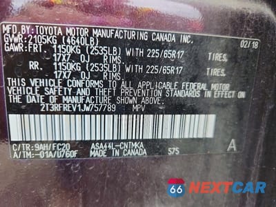 Zdjęcie 13 z 13 samochodu: 2018 TOYOTA RAV4 XLE VIN:2T3RFREV1JW757789 - miniatura