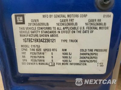 Zdjęcie 13 z 13 samochodu: 2004 GMC NEW SIERRA C1500 VIN:1GTEC19X04Z236121 - miniatura