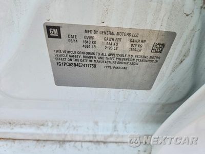 Zdjęcie 12 z 12 samochodu: 2014 CHEVROLET CRUZE LT VIN:1G1PC5SB4E7417758 - miniatura