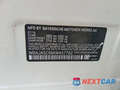 Zdjęcie 12 z 12 samochodu: 2019 BMW 530 I VIN:WBAJA5C56KWA57762 - miniatura