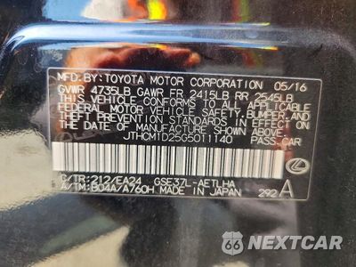 Zdjęcie 12 z 12 samochodu: 2016 LEXUS IS 300 VIN:JTHCM1D25G5011140 - miniatura