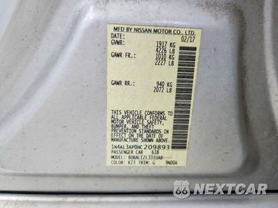 Zdjęcie 12 z 12 samochodu: 2017 NISSAN ALTIMA 2.5 SV VIN:1N4AL3AP0HC209893 - miniatura