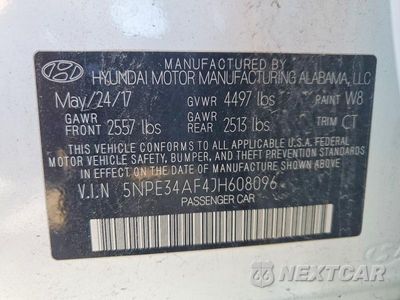Zdjęcie 12 z 12 samochodu: 2018 HYUNDAI SONATA SEL VIN:5NPE34AF4JH608096 - miniatura