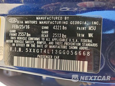 Zdjęcie 12 z 12 samochodu: 2016 KIA OPTIMA LX VIN:5XXGT4L13GG056668 - miniatura