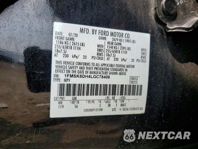 Zdjęcie 13 z 13 samochodu: 2020 FORD EXPLORER XLT VIN:1FMSK8DH4LGC78408 - miniatura